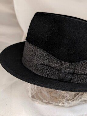 Vintage 1961 Pilgrim Diamond Jubilee Black Fedora Hat Sz 7-1/8 Sears USA